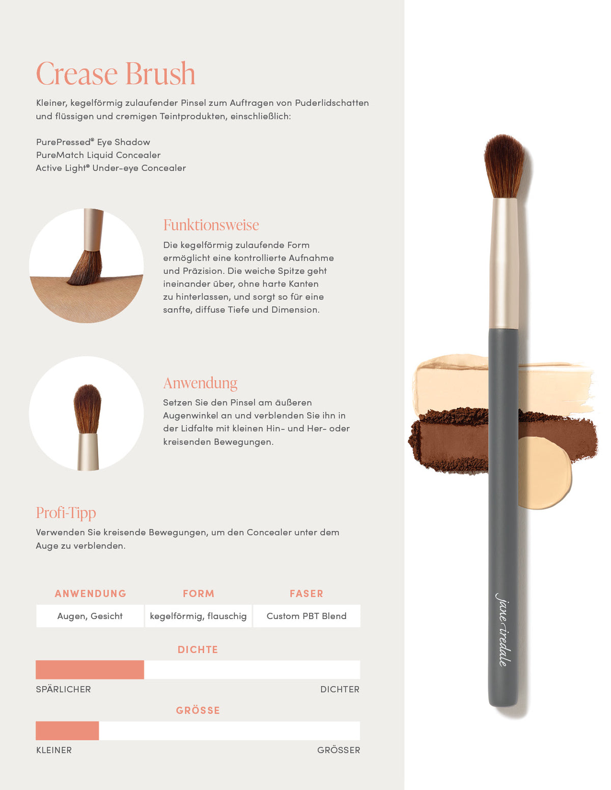 jane iredale - Crease Brush - Lidschatten Pinsel - jane iredale Mineral Make-up - Care Concept Onlineshop - Vertrieb für Premium Wirkstoffkosmetik