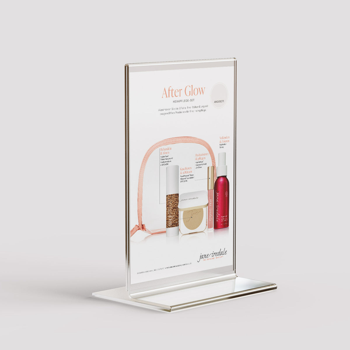 jane iredale - After Glow Heimpflege-Sets - Thekenaufsteller - Aufsteller - Care Concept GmbH - Care Concept Onlineshop - Vertrieb für Premium Wirkstoffkosmetik