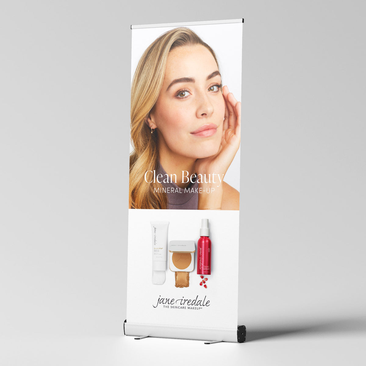 jane iredale - Roll-up Display - Clean Beauty - Roll-up Display - Care Concept GmbH - Care Concept Onlineshop - Vertrieb für Premium Wirkstoffkosmetik