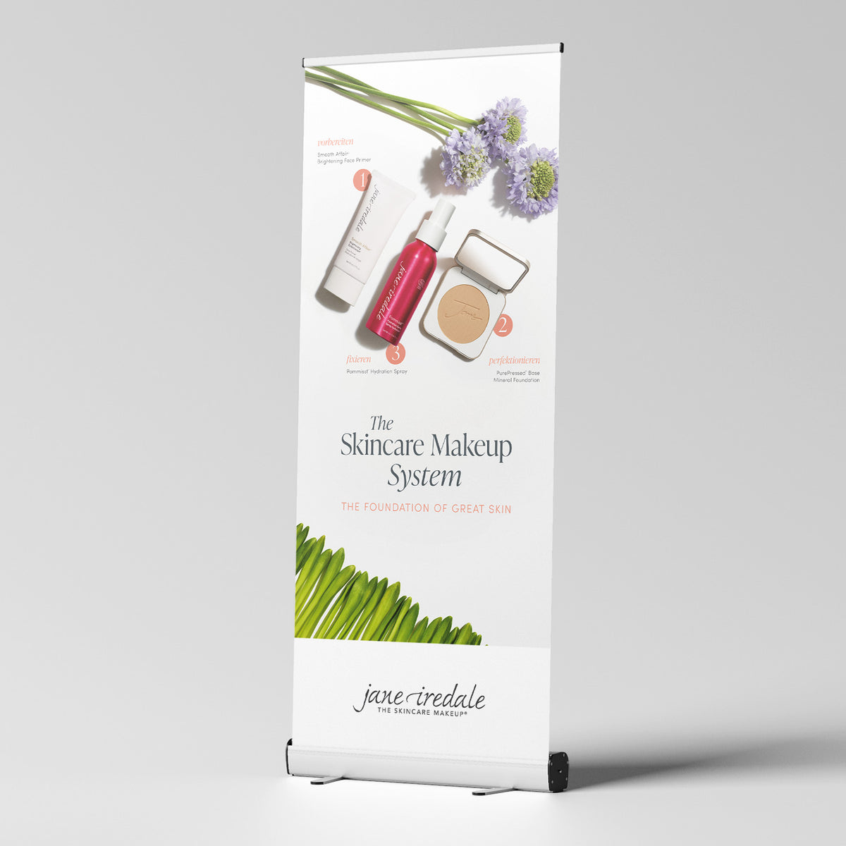 jane iredale - Roll-up Display - Skincare Make-up System - Produkte - Roll-up Display - Care Concept GmbH - Care Concept Onlineshop - Vertrieb für Premium Wirkstoffkosmetik
